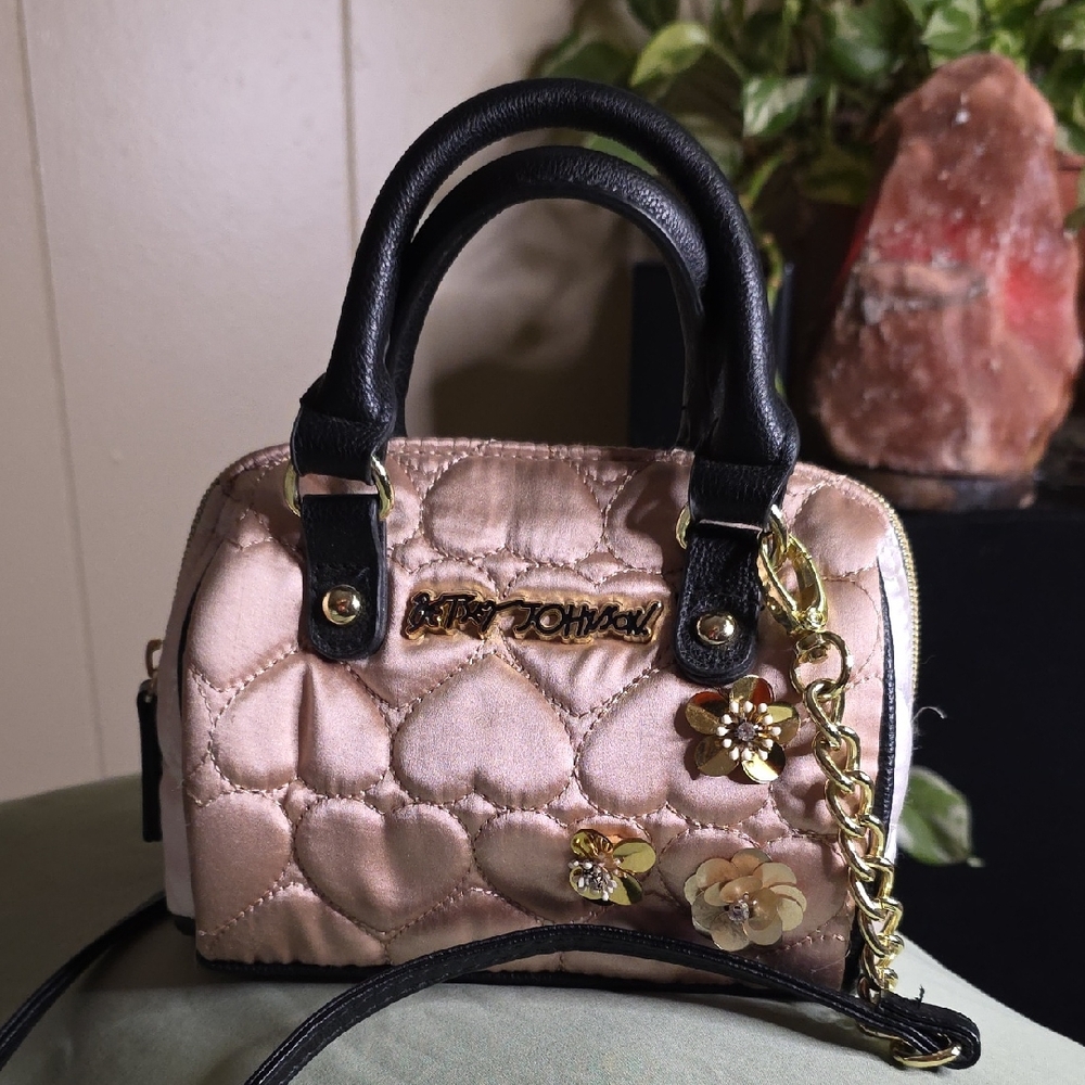 Betsey Johnson Pink Mini Bag with Floral Charm